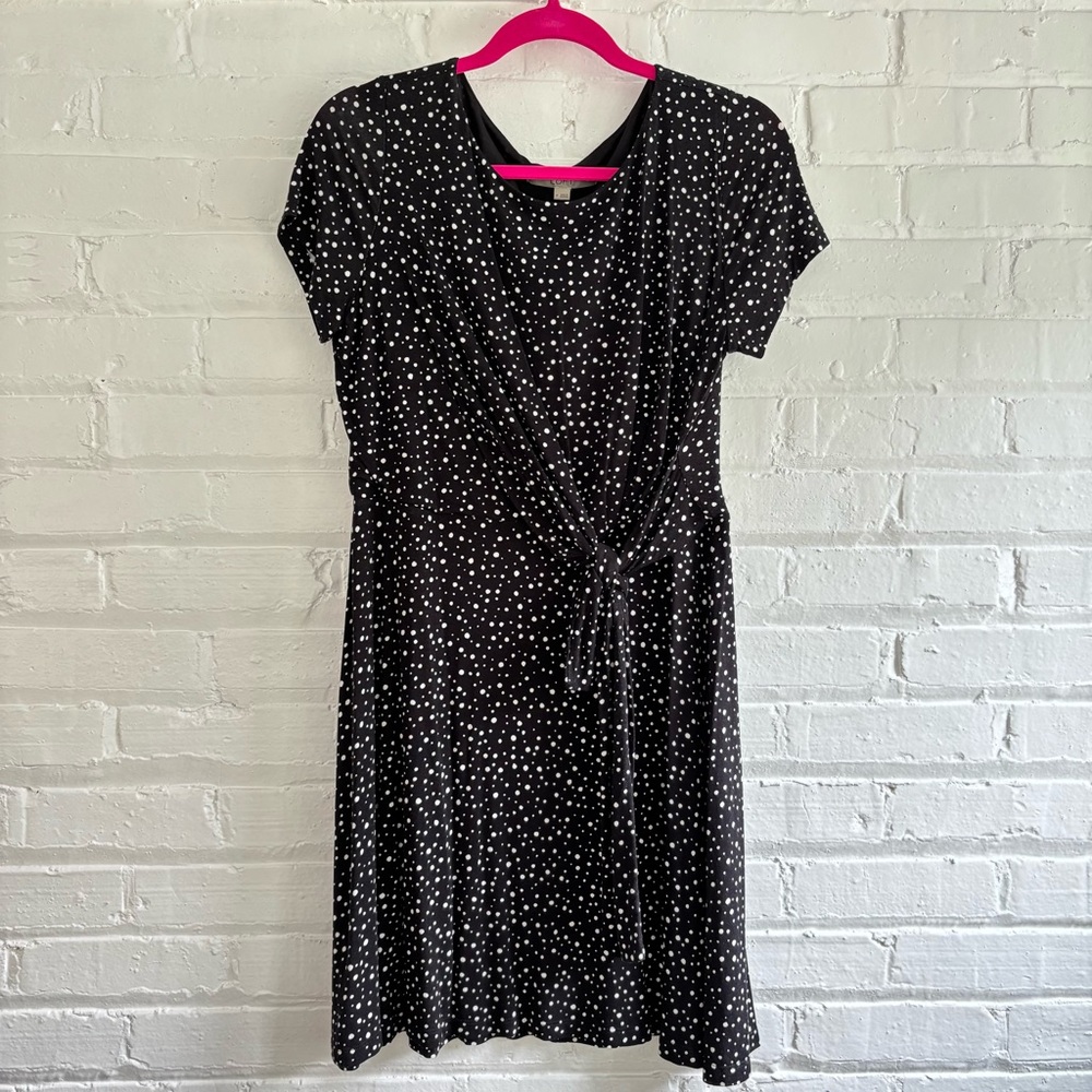 NWOT LOFT Black and White Dress with Front Tie - Size M